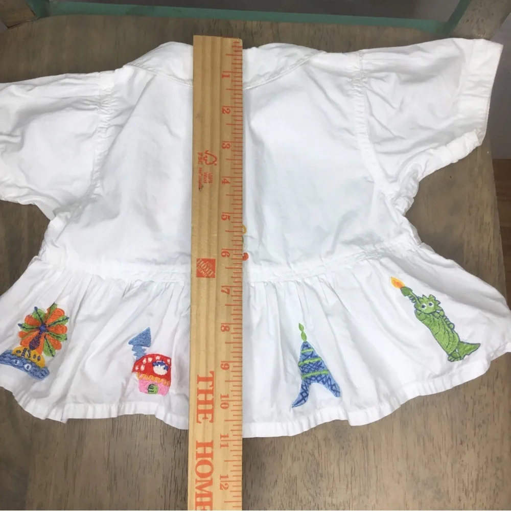 Oilily Baby Girl White Dress Size 68 (6 months US) Embroidered Cotton India